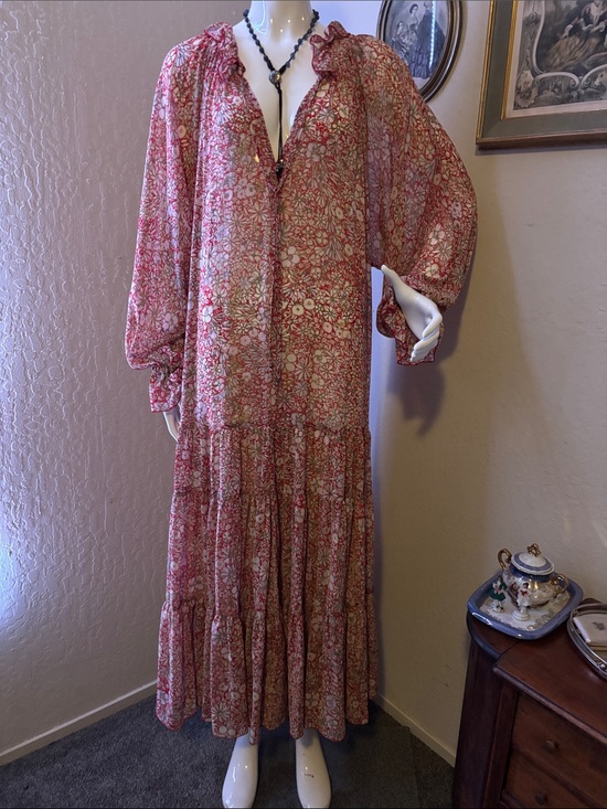 Free People Dresses & Skirts - Free People Red Floral Tie-Front Maxi Dress